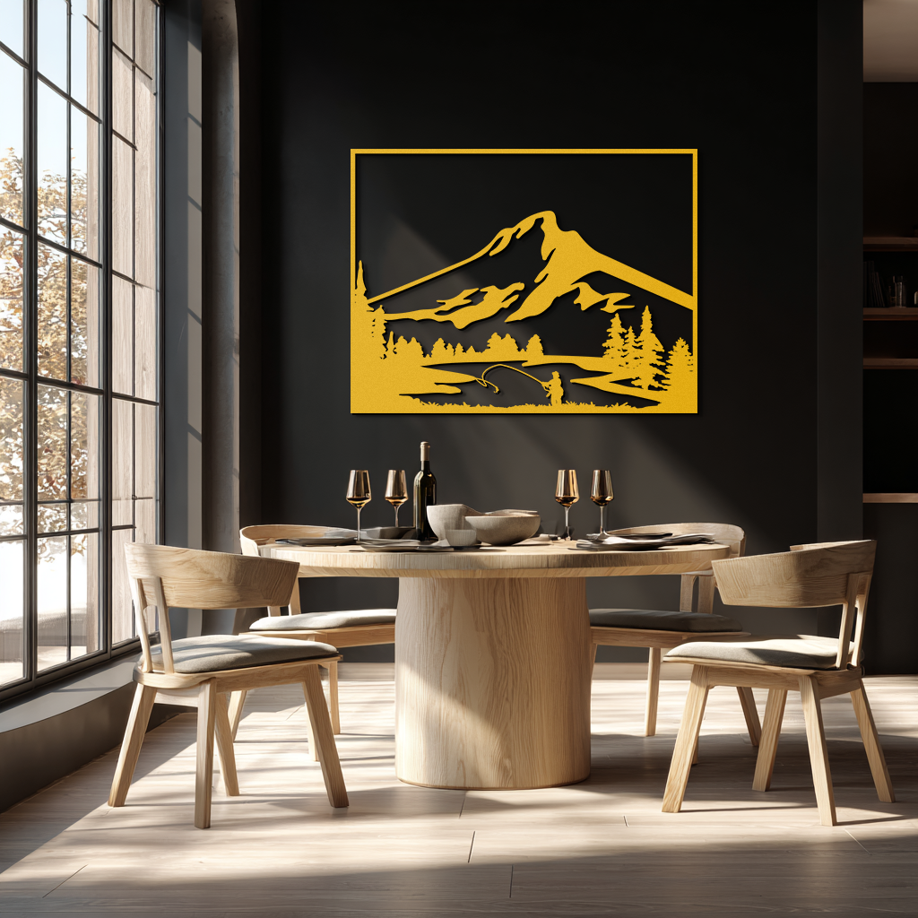 Mountain Fly Fishing Metal Wall Art