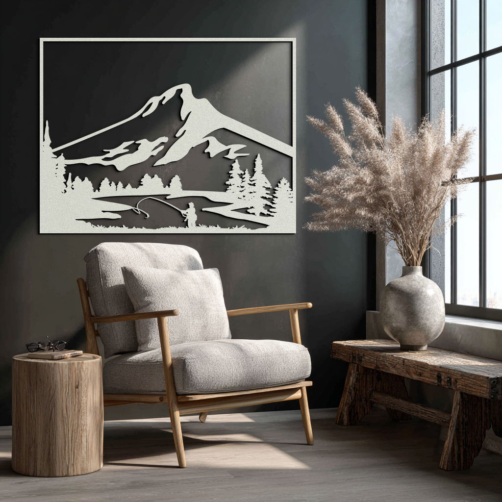 Mountain Fly Fishing Metal Wall Art