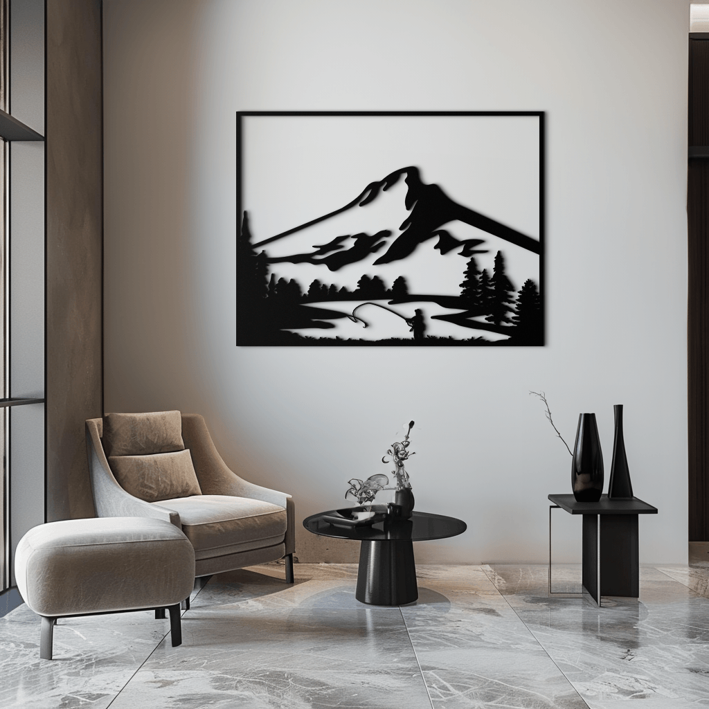Mountain Fly Fishing Metal Wall Art