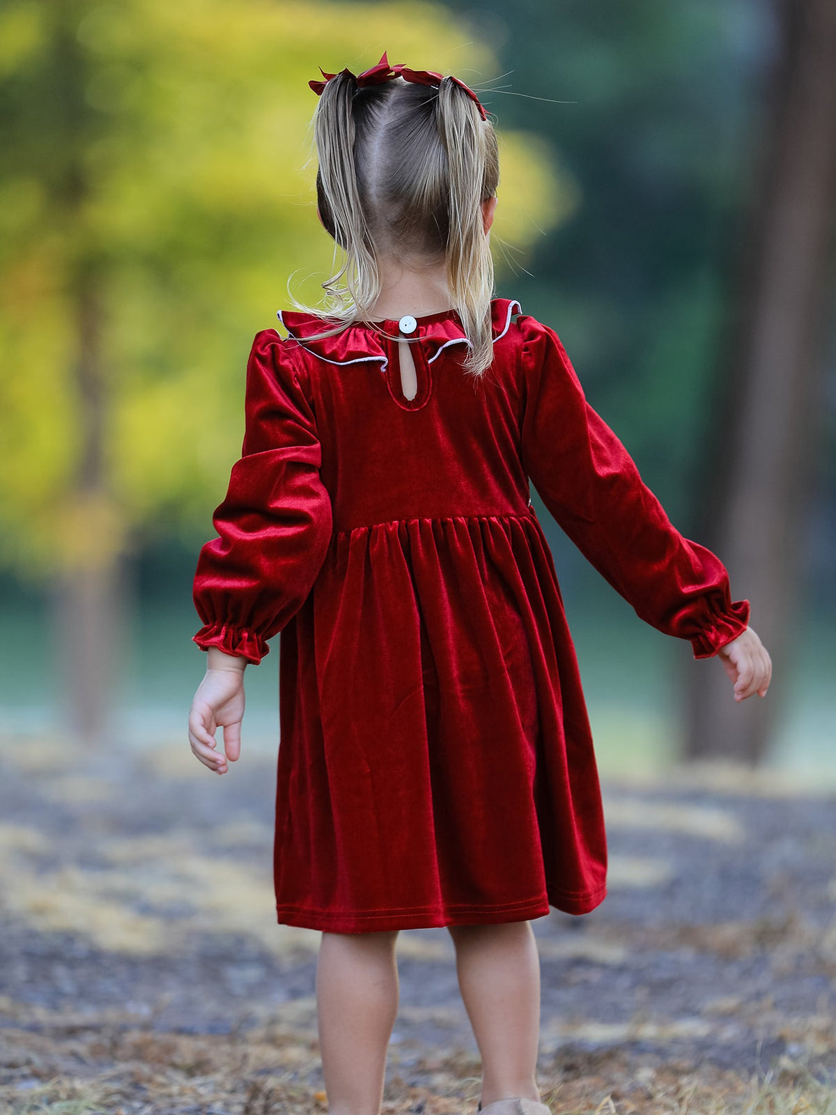 Girls Burgundy Velvet Smocked Christmas Dress | Holiday Party