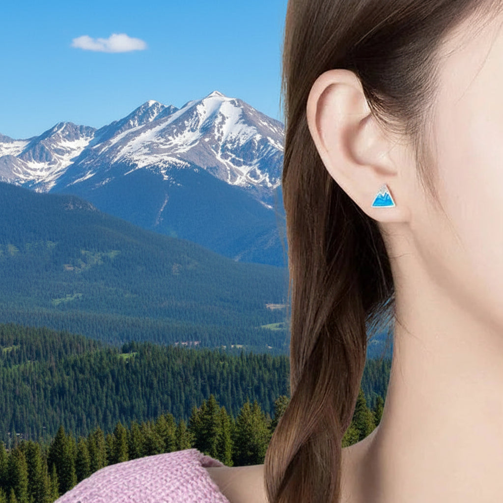 Sterling Silver Snow Mountain Stud Earrings