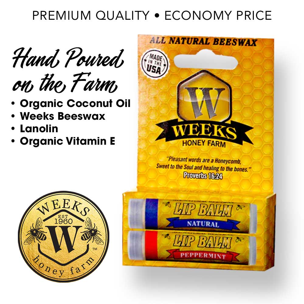 Beeswax Lip Balm | Singles, Twin Packs & Cases | Weeks Honey Farm