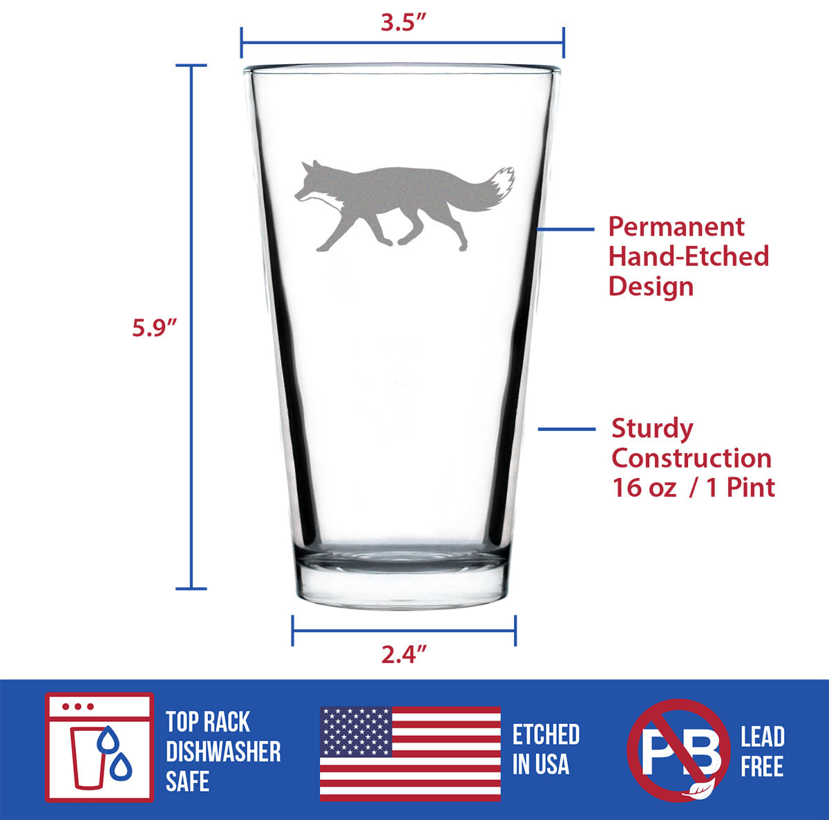 Fox Silhouette Pint Glass