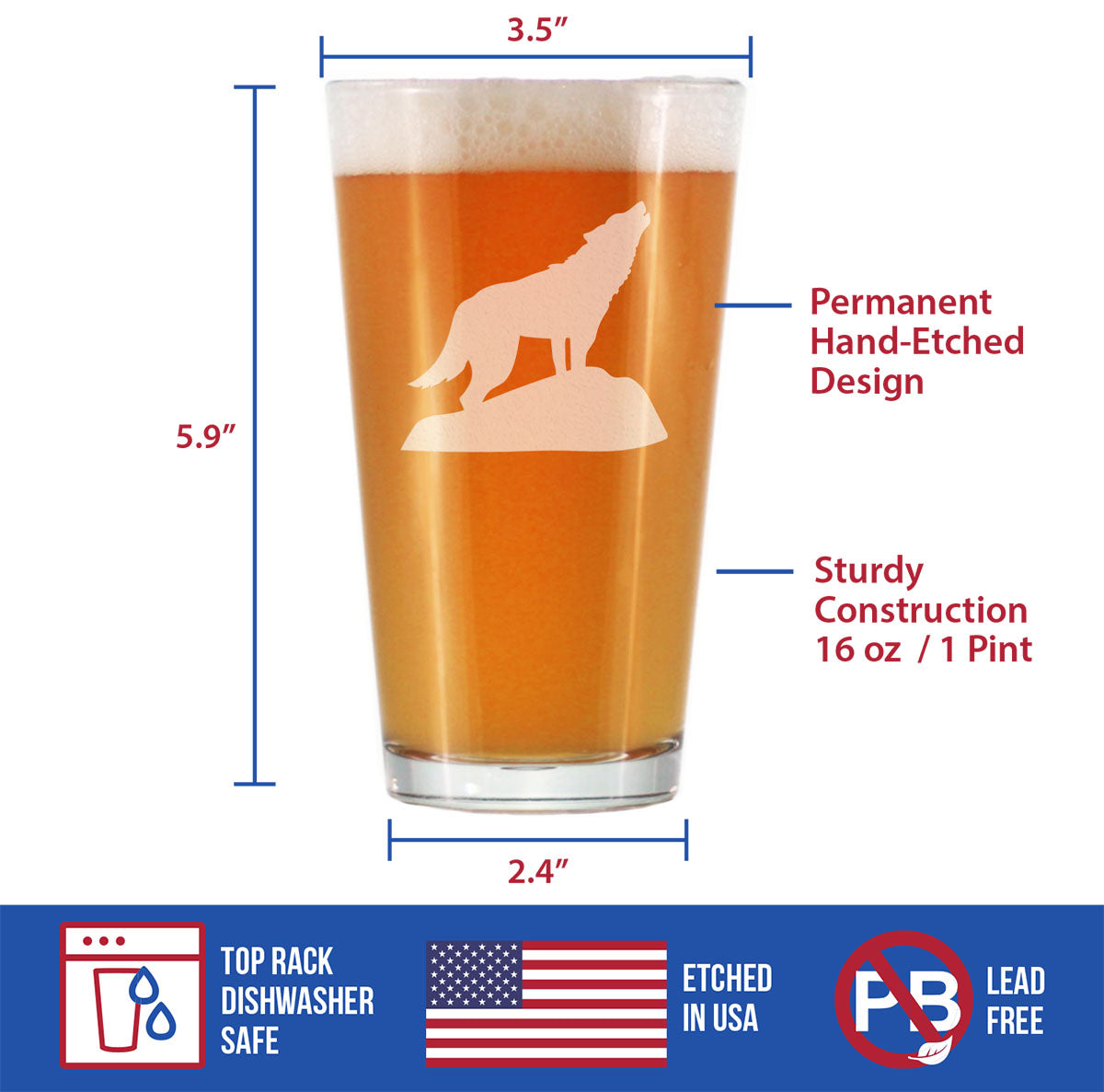 Wolf Silhouette Pint Glass