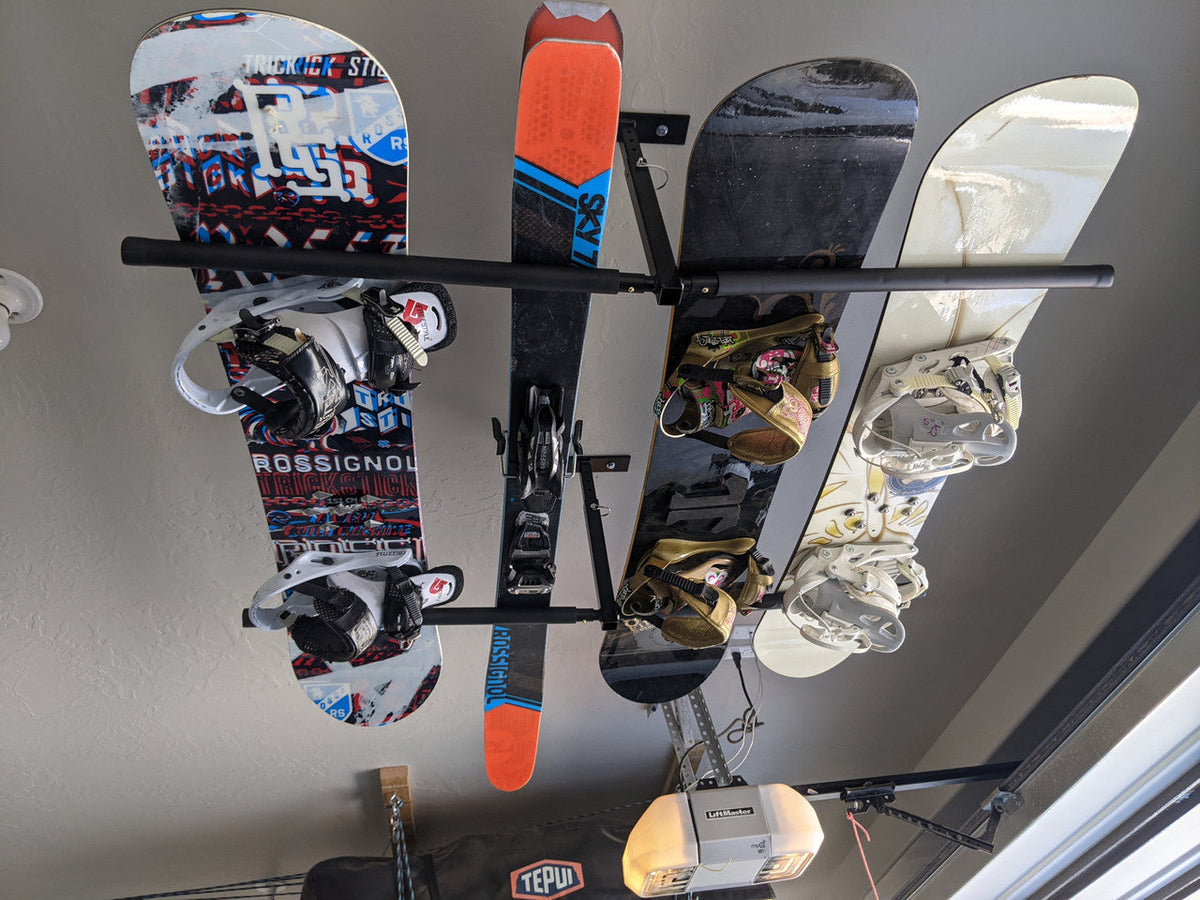 Hi-Port 2 Adjustable Ceiling Ski & Snowboard Storage Rack | 150 lb Capacity