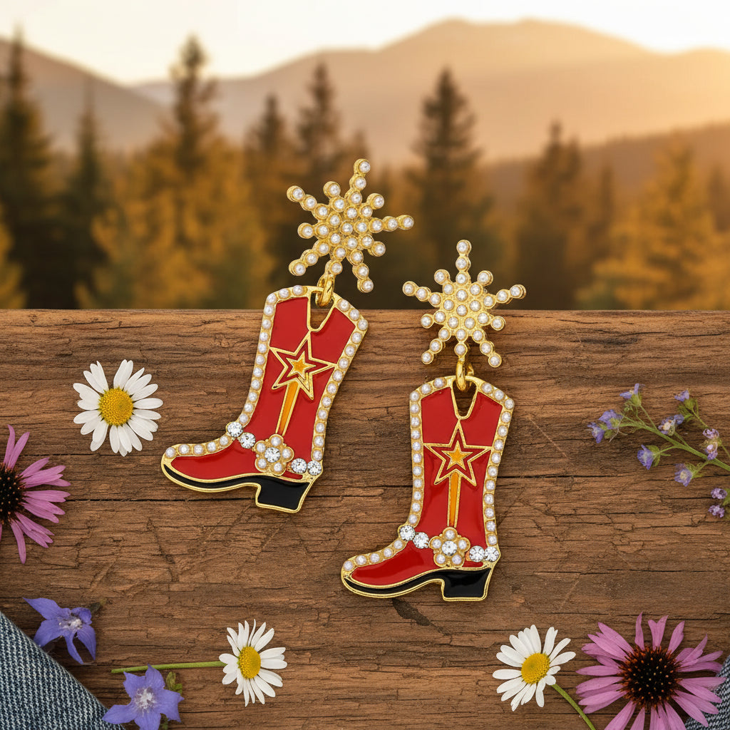 Cowgirl Boot & Hat Dangle Earrings