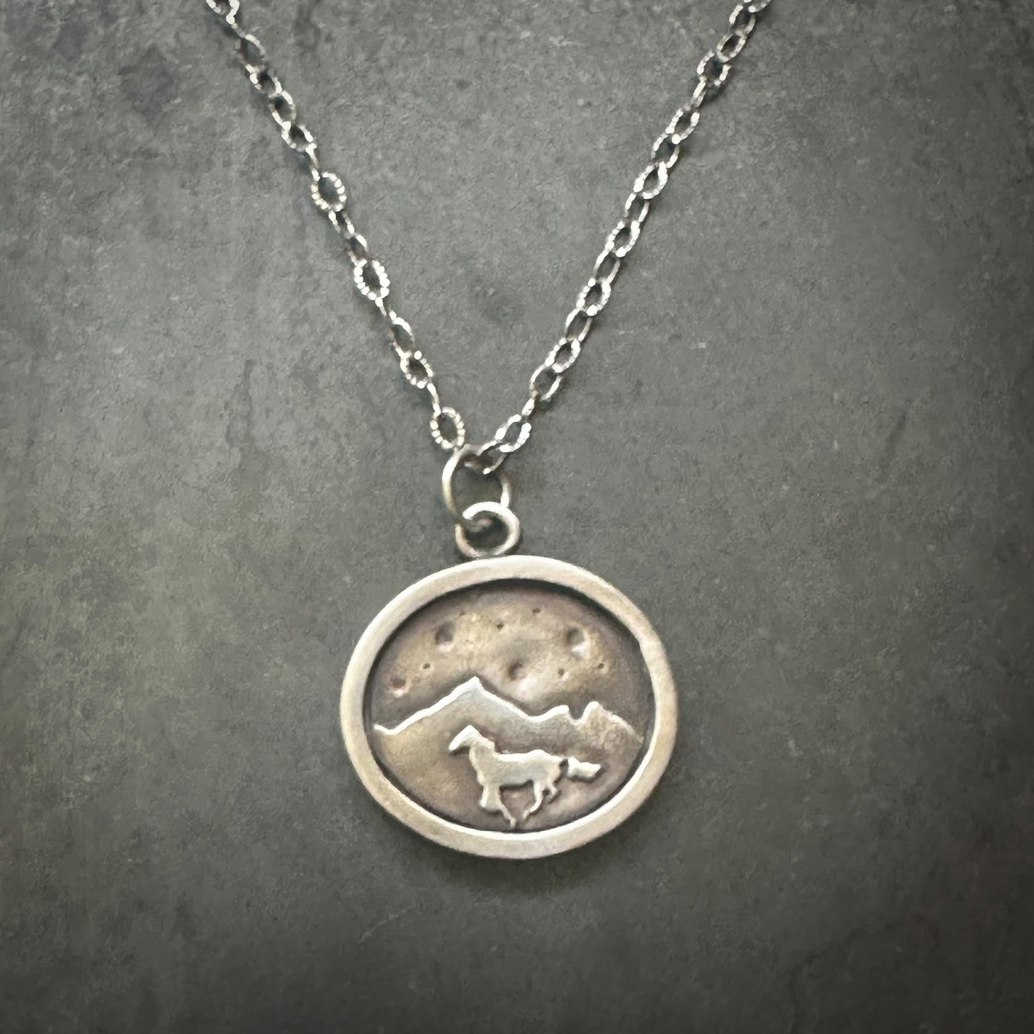 Silver Galloping Horse Necklace