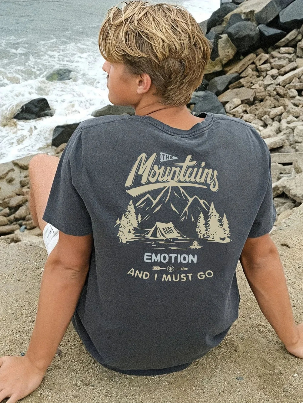 The Mountains Emotion Back Graphic T-Shirt