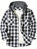 Men's Hooded Plaid Flannel Shirt Jacket