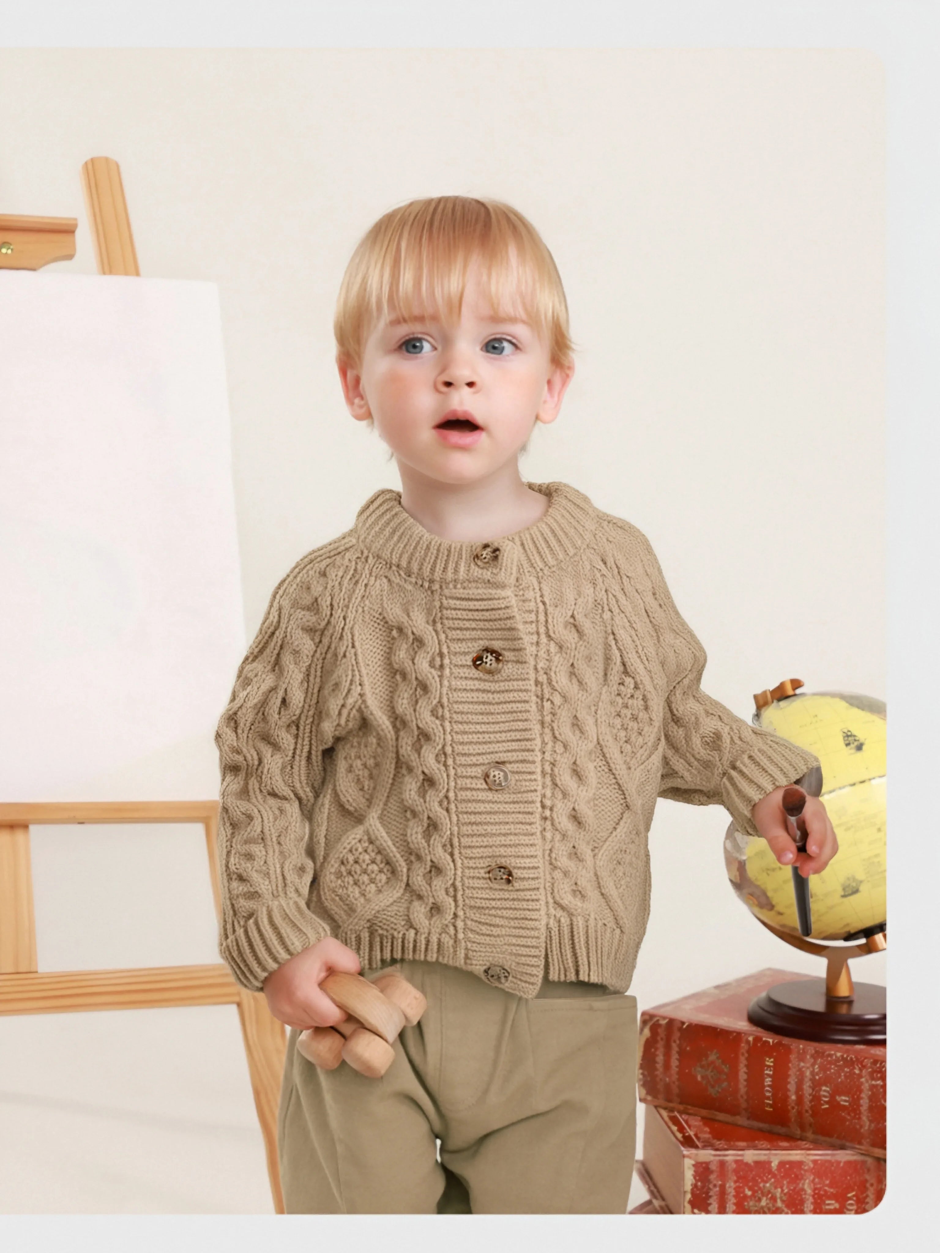 Kids' Cable-Knit Button Cardigan Sweater