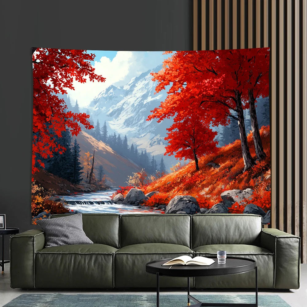 Autumn Mountain Stream Tapestry