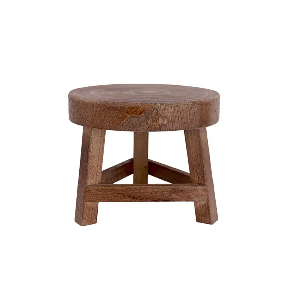 Rustic Wood Plant Stand Stool