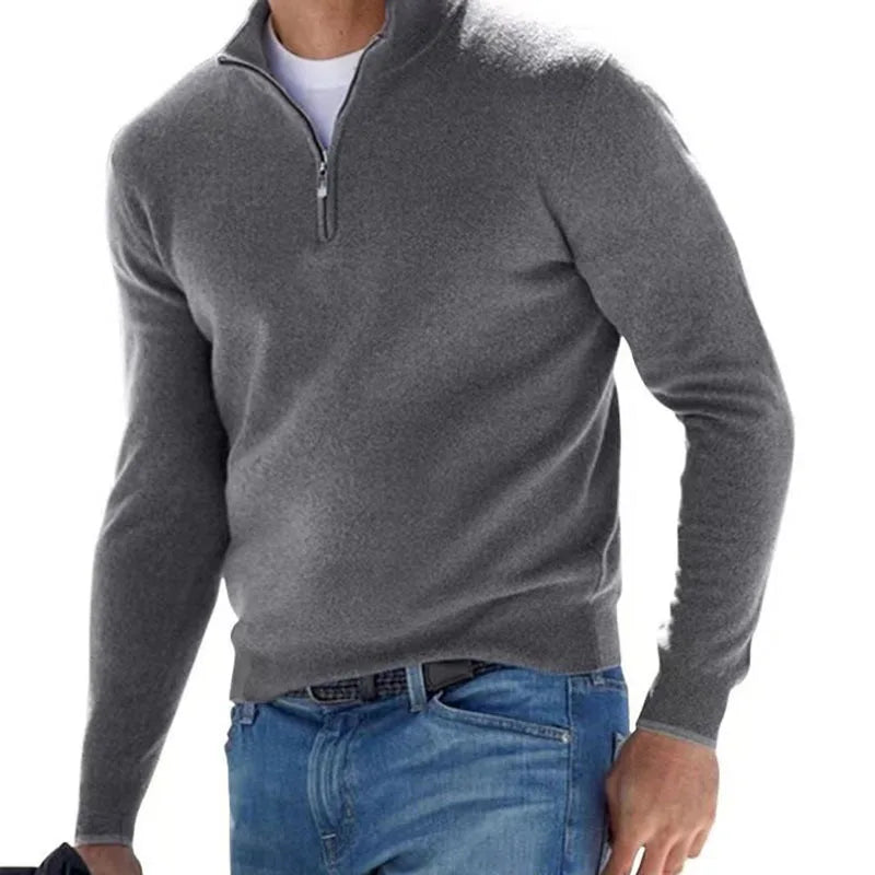 Men's V-Neck Half-Zip Lightweight Pullover Sweater | Casual Spring & Autumn Knit