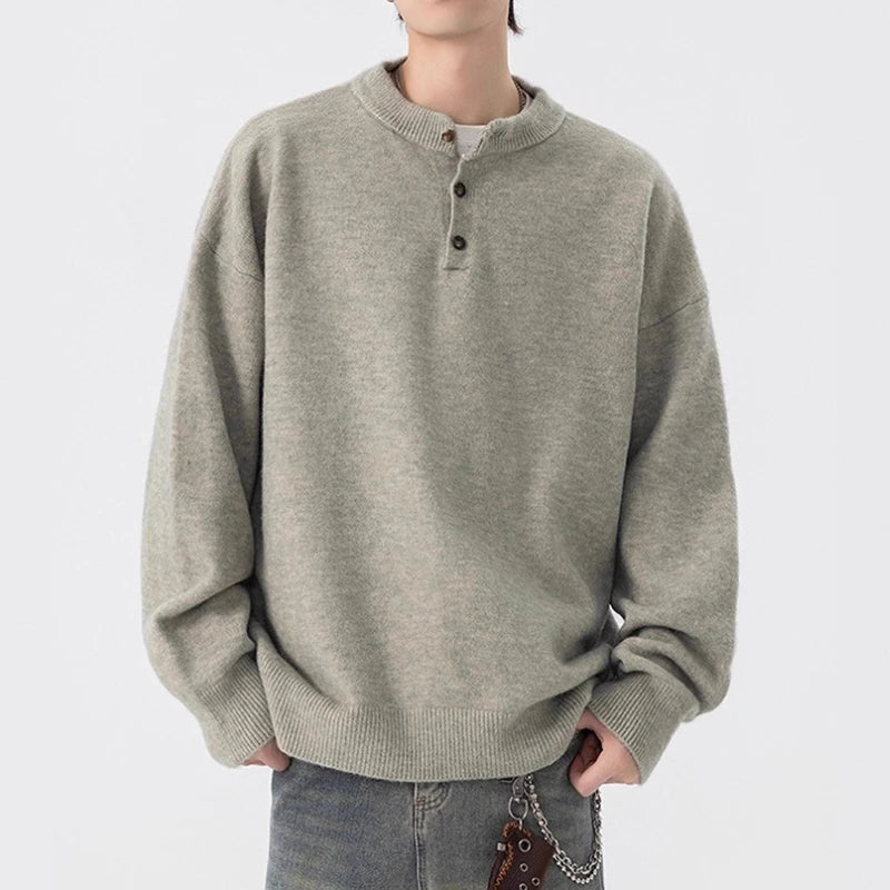 Henley Knit Pullover Sweater