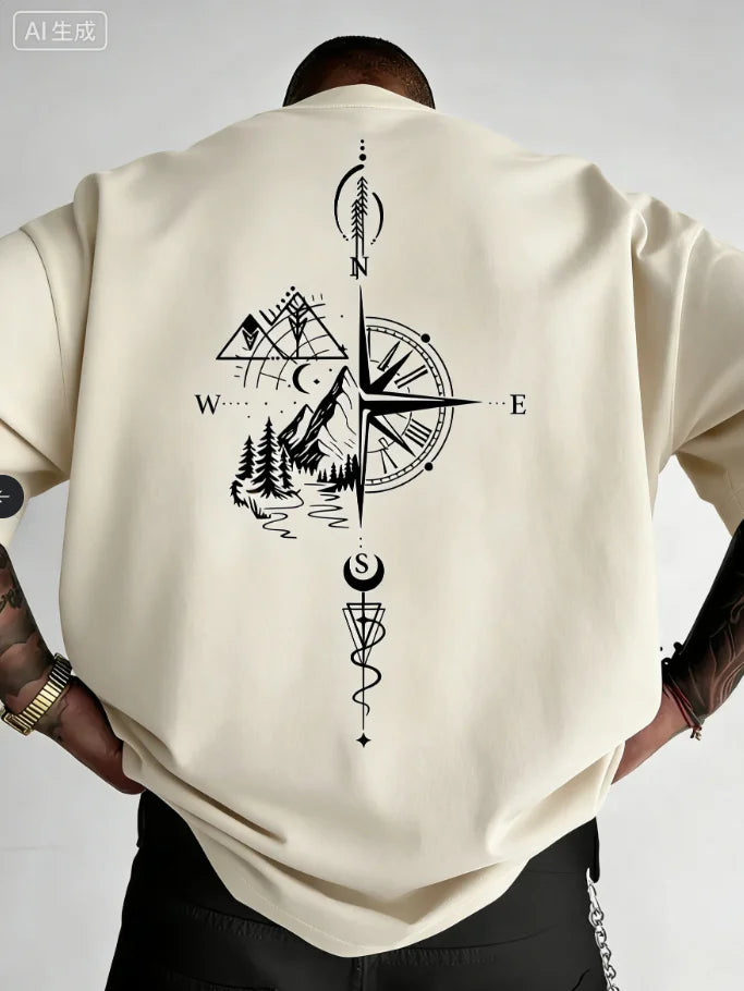 Compass Mountain Back Graphic T-Shirt