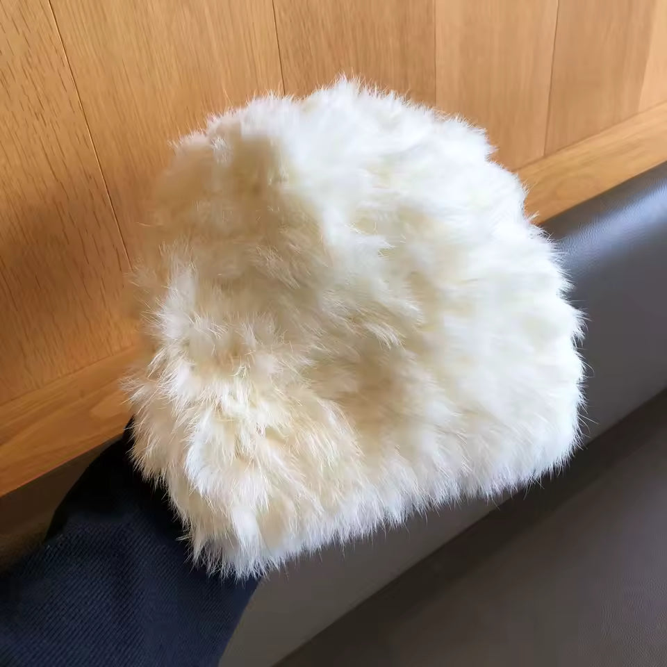 Women's Faux Rabbit Fur Knit Beanie