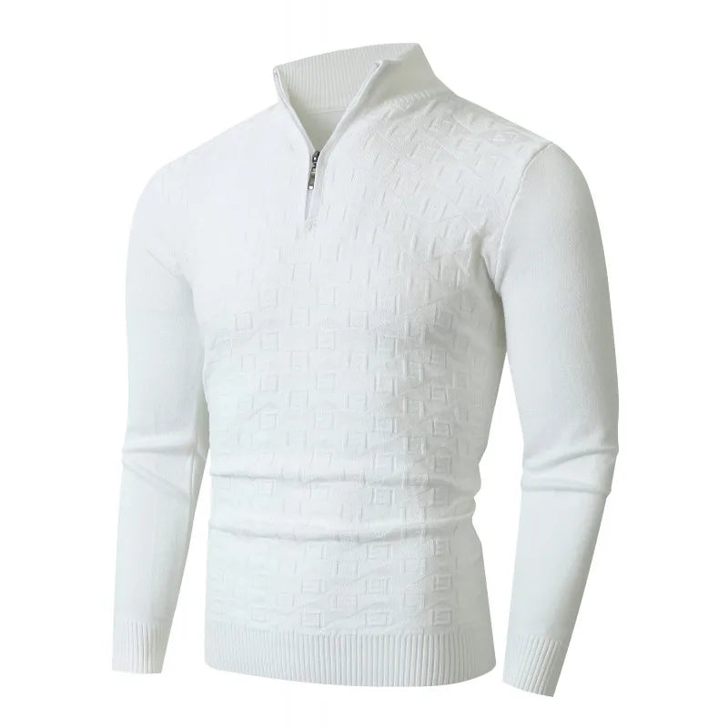 Men's Quarter-Zip Textured Knit Sweater