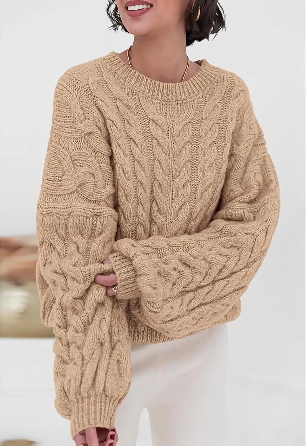 Women's Cable-Knit Pullover Sweater