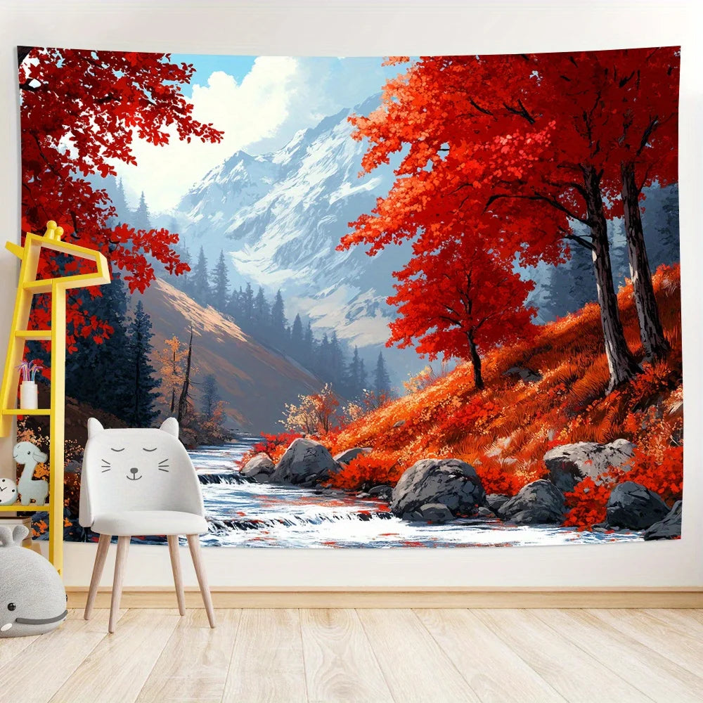 Autumn Mountain Stream Tapestry