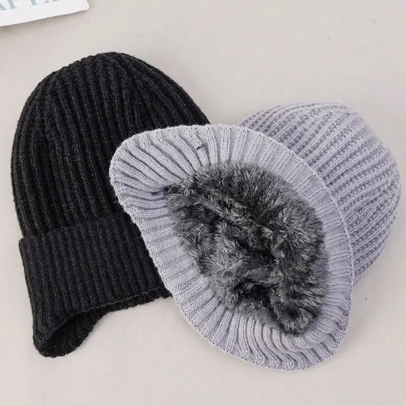 Faux Fur Ear Flap Knit Hat