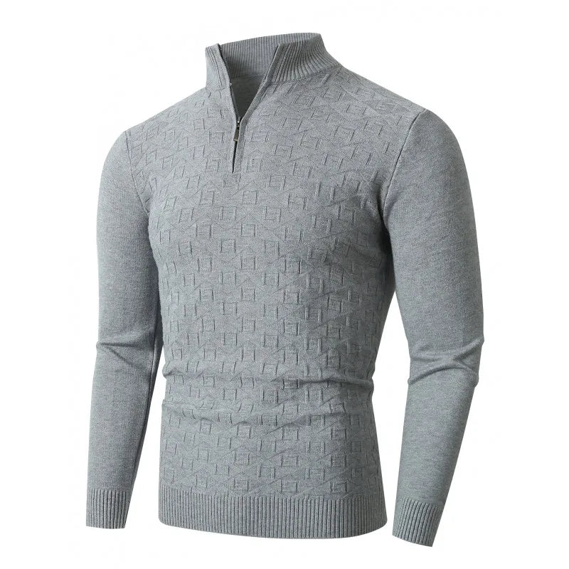 Men's Quarter-Zip Textured Knit Sweater
