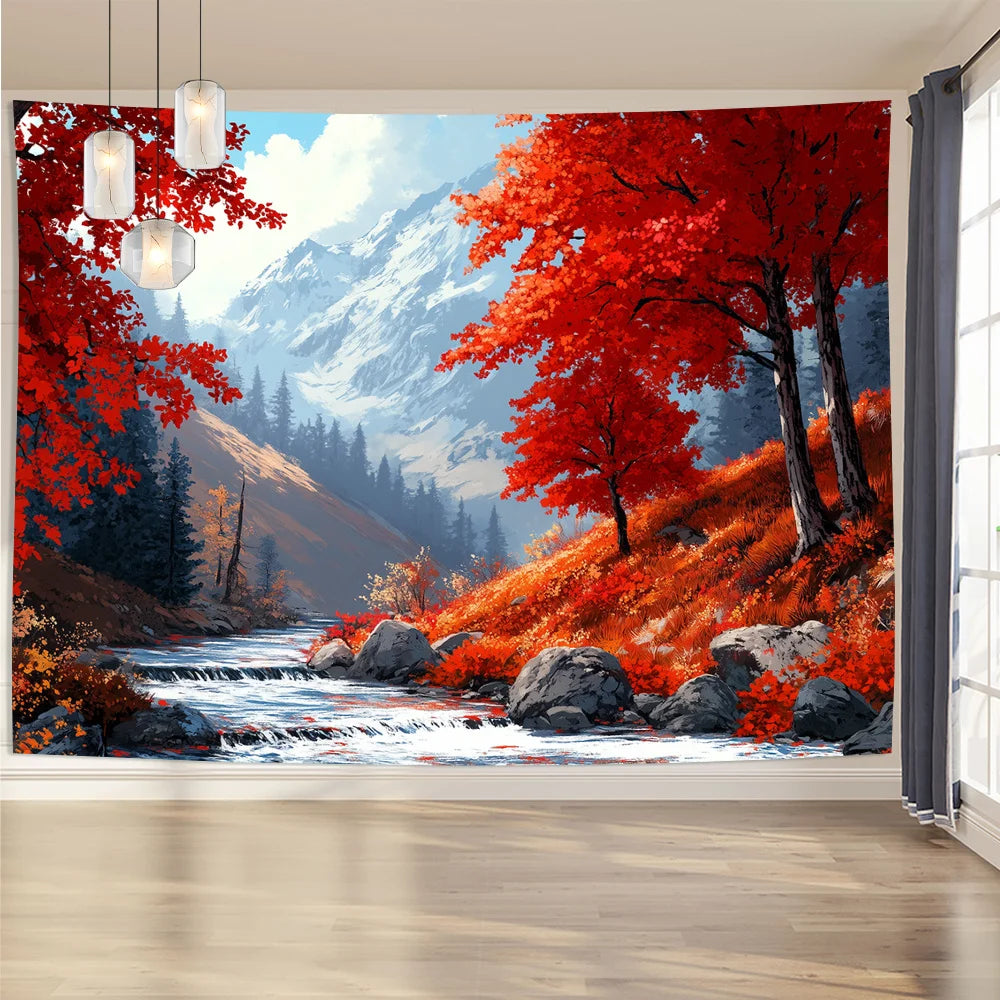 Autumn Mountain Stream Tapestry