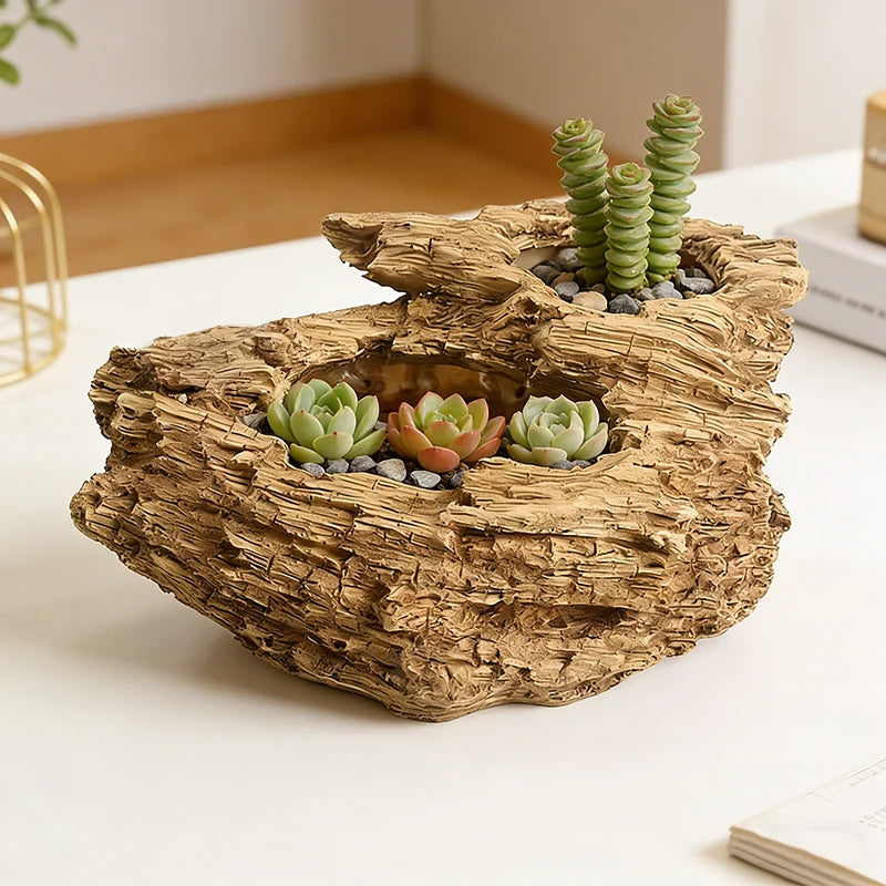 Driftwood Resin Succulent Planter
