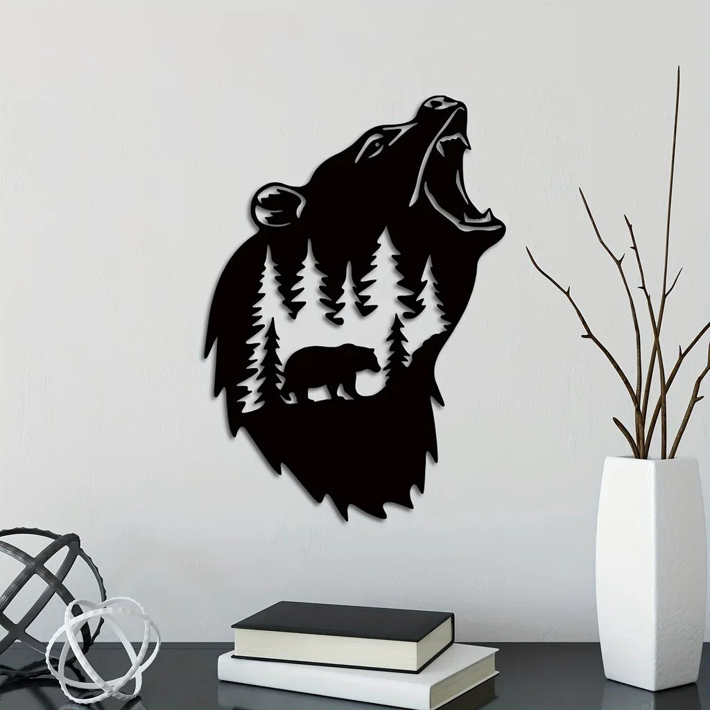 Roaring Bear Head Wall Art