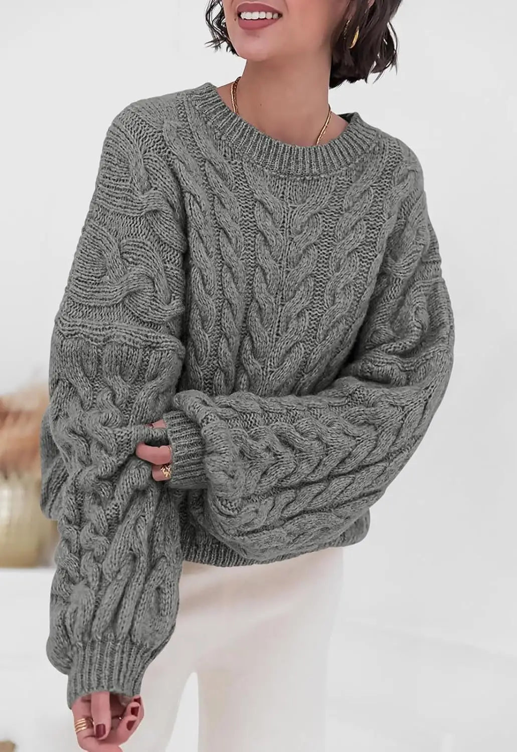 Women's Cable-Knit Pullover Sweater