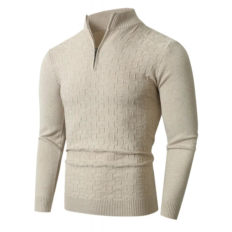 Men's Quarter-Zip Textured Knit Sweater
