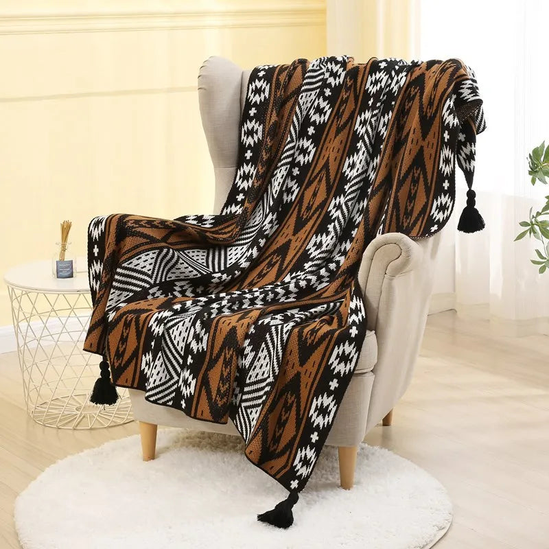 Canyon Dusk Geometric Knit Throw Blanket