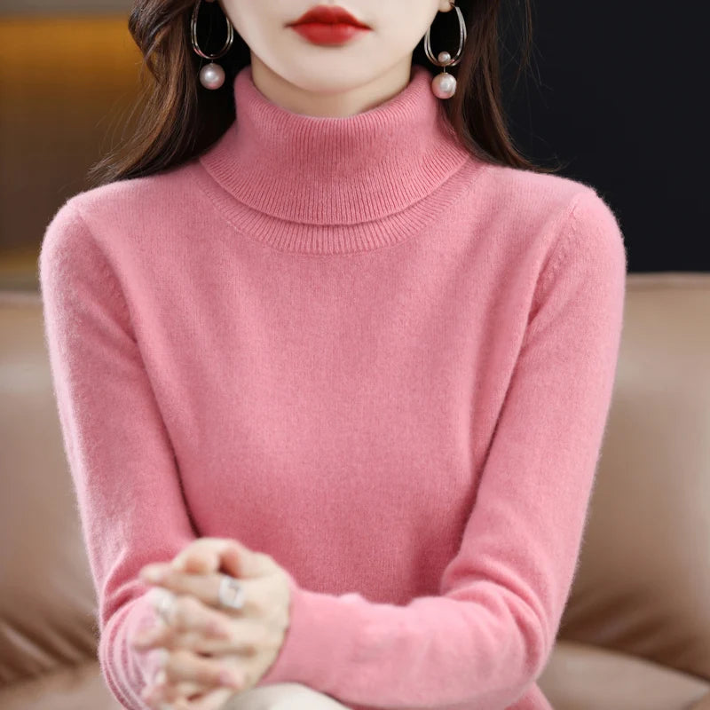 Women's 100% Merino Wool Turtleneck Sweater | Soft Knit Pullover