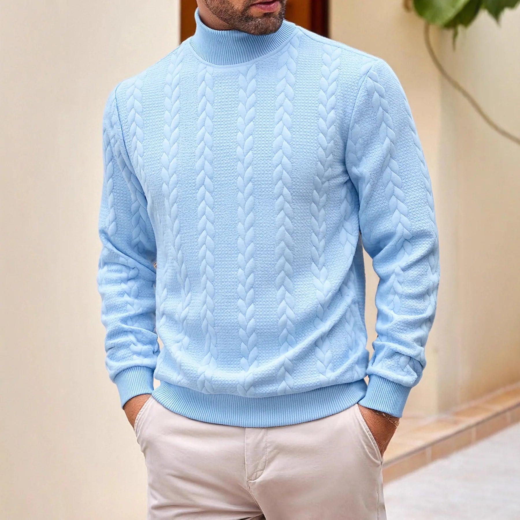 Men's Solid Knit Pullover Sweater