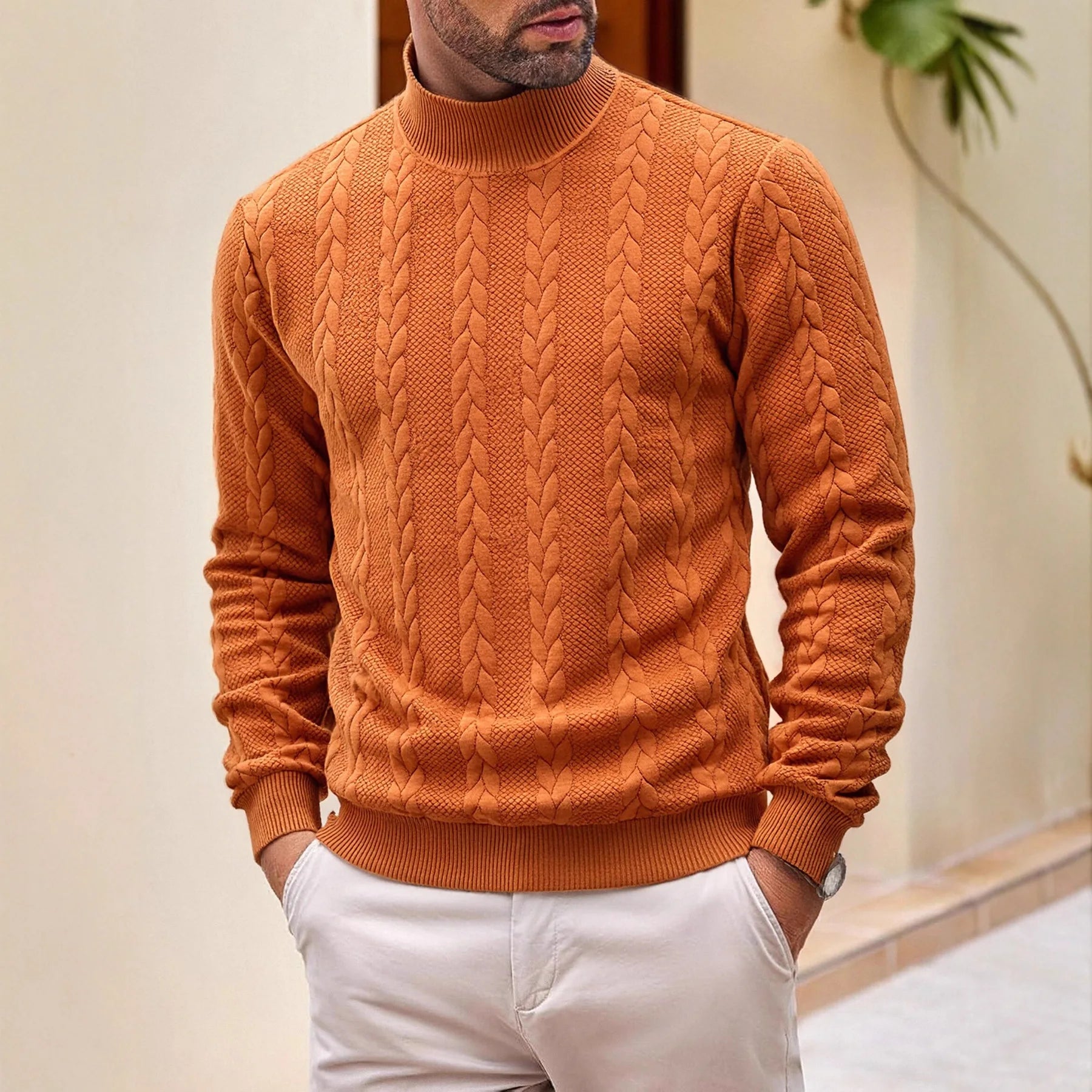 Men's Solid Knit Pullover Sweater
