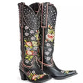 Floral Rivet Western Cowboy Boots