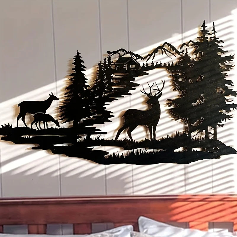 Deer Family Mountain Wall Art