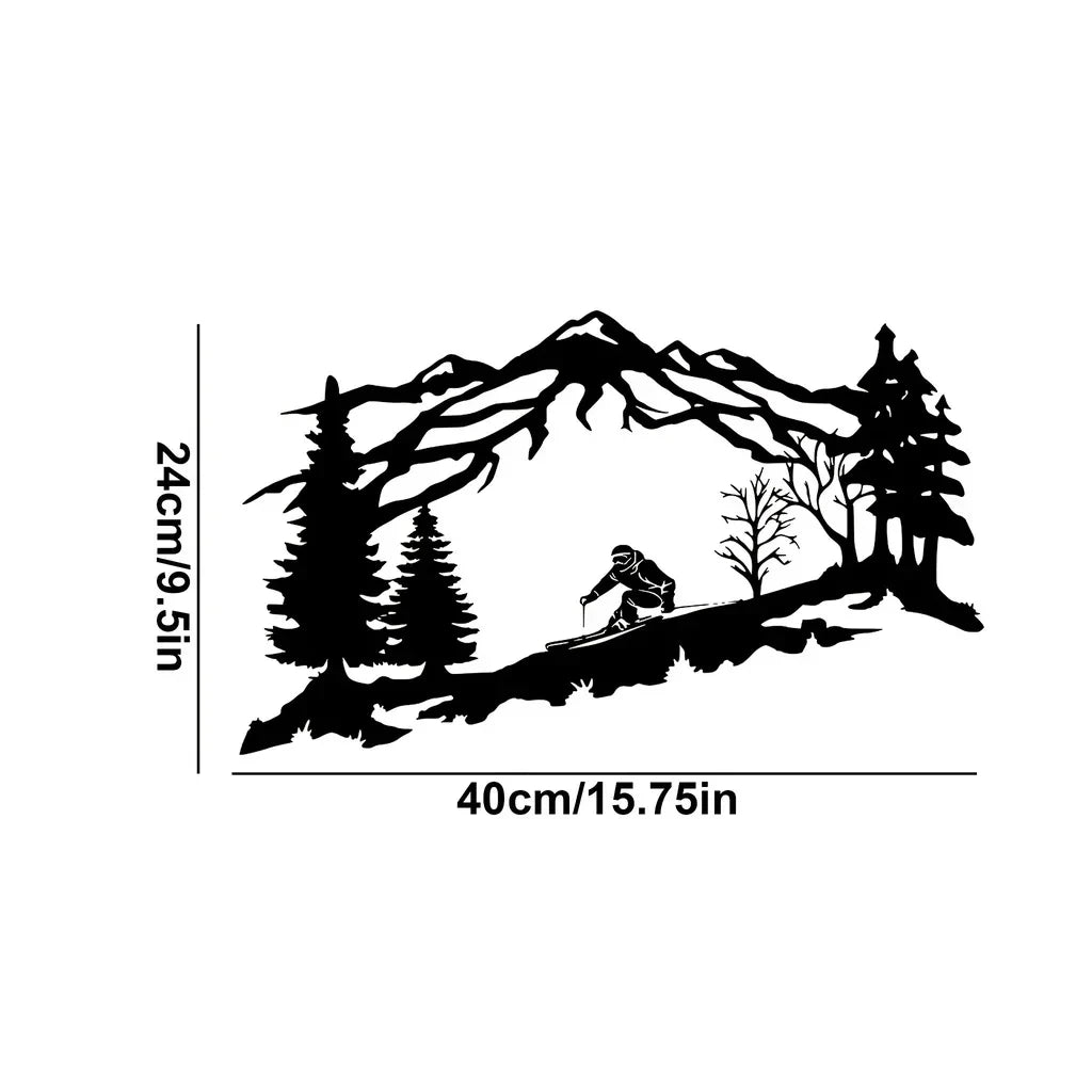 Mountain Skier Metal Wall Art