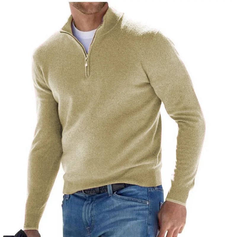 Men's V-Neck Half-Zip Lightweight Pullover Sweater | Casual Spring & Autumn Knit