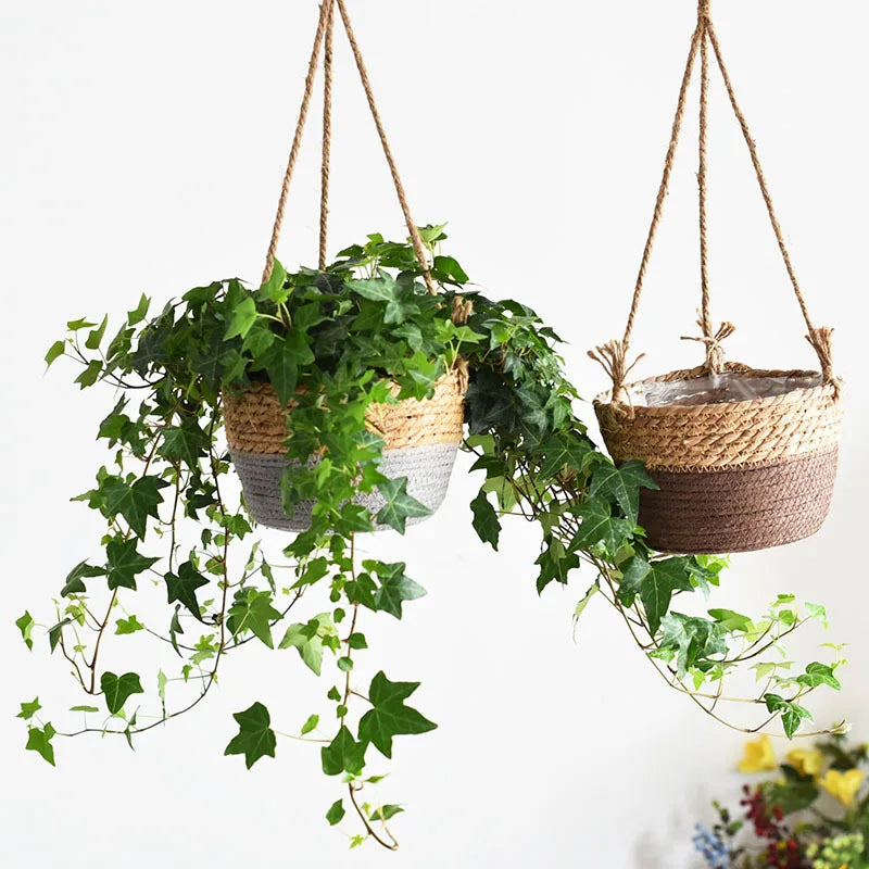 Woven Jute Hanging Planter Basket