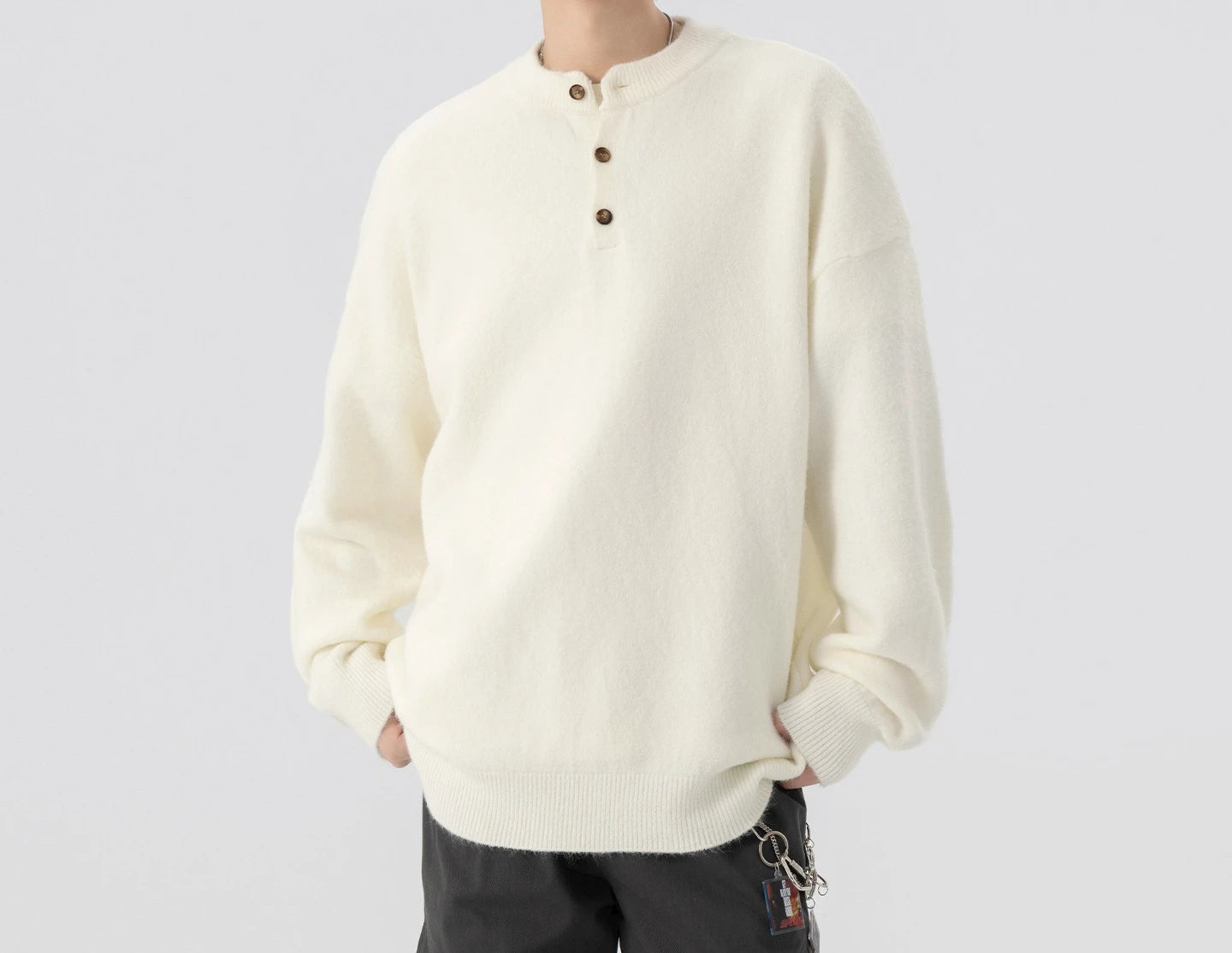 Henley Knit Pullover Sweater
