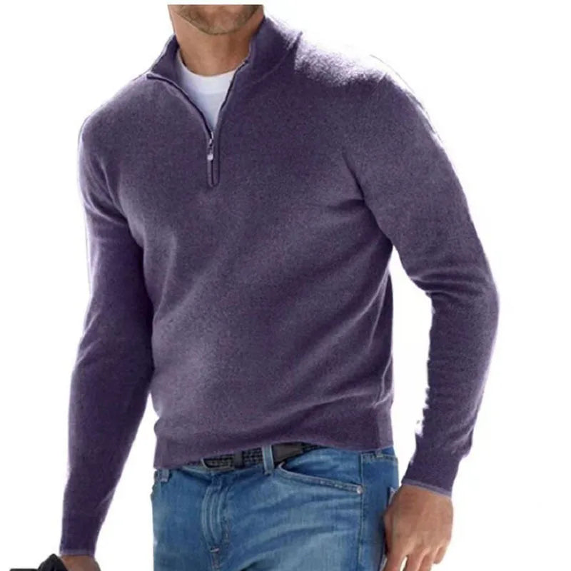 Men's V-Neck Half-Zip Lightweight Pullover Sweater | Casual Spring & Autumn Knit