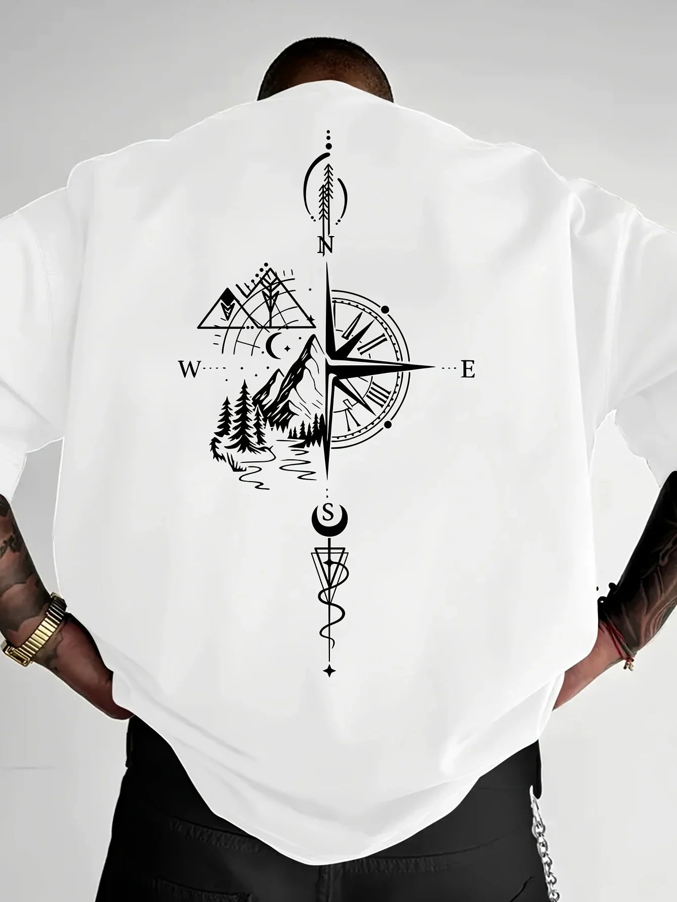 Compass Mountain Back Graphic T-Shirt