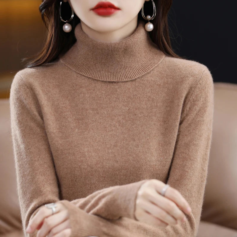 Women's 100% Merino Wool Turtleneck Sweater | Soft Knit Pullover