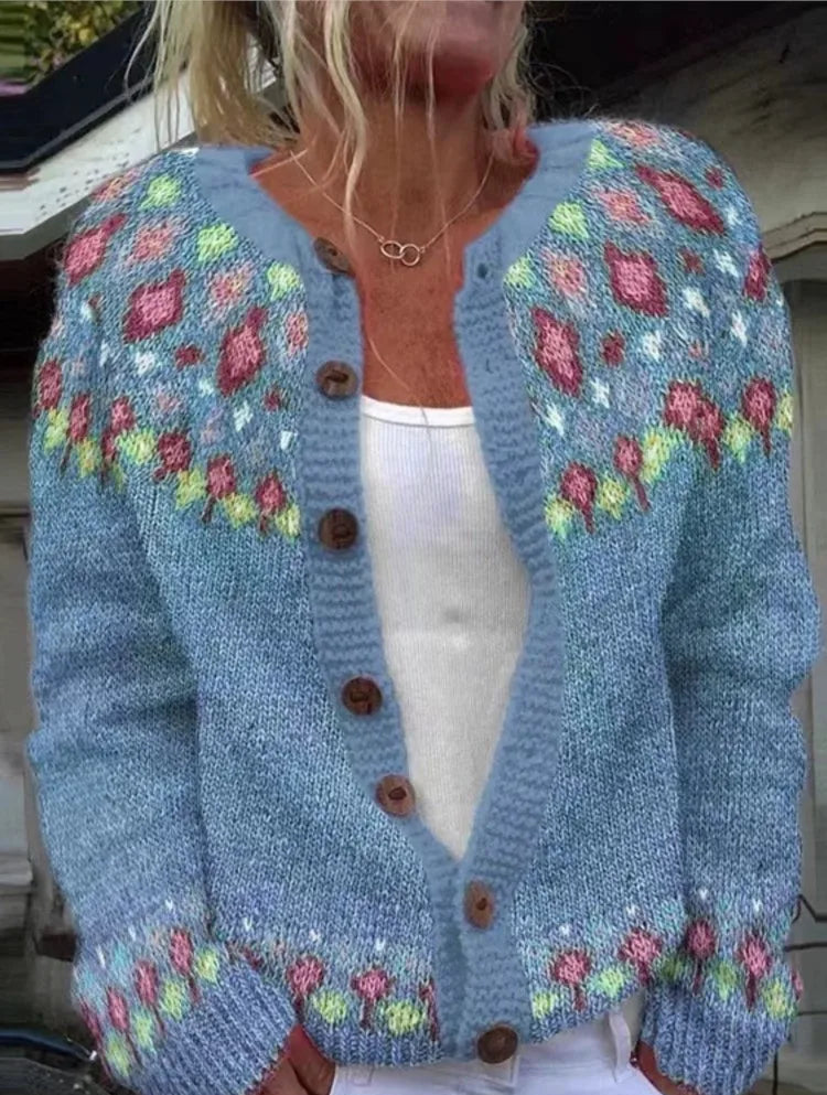 Women's Print Button Knit Cardigan