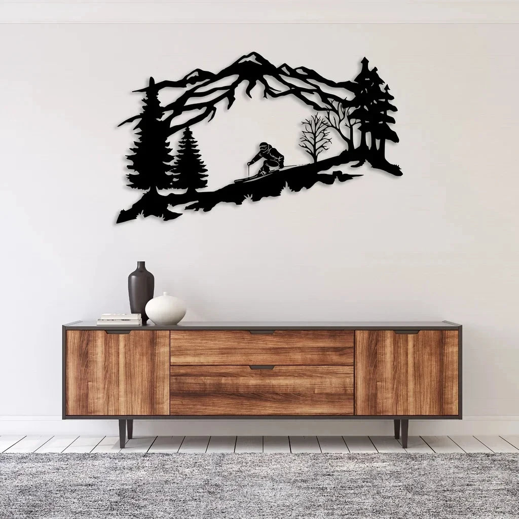 Mountain Skier Metal Wall Art