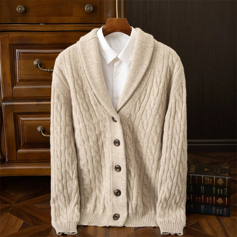 Men's Cable-Knit Cashmere Cardigan
