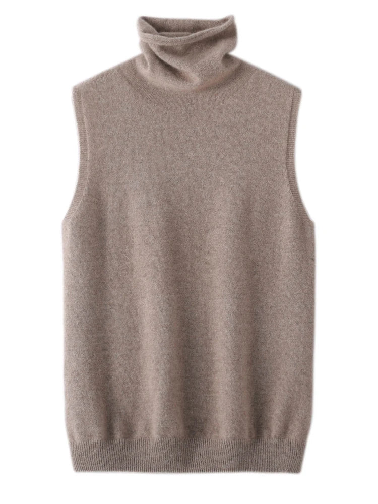 Women's 100% Merino Wool Turtleneck Sweater Vest