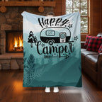Happy Camper Flannel Throw Blanket