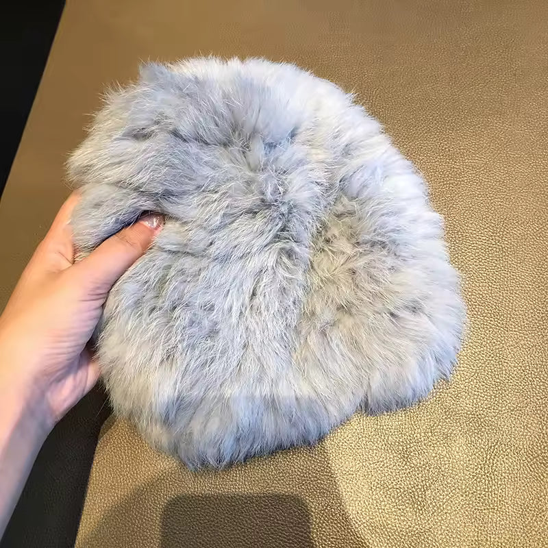 Women's Faux Rabbit Fur Knit Beanie