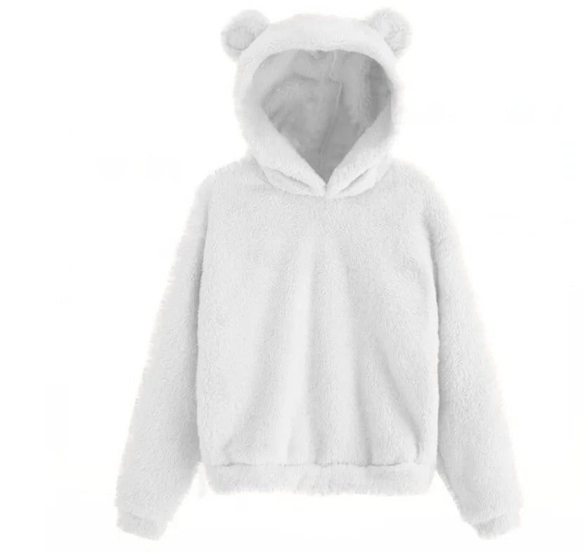 Women's Fuzzy Bear Ear Hoodie